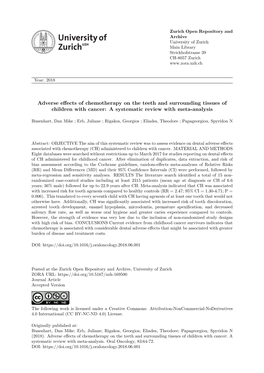 Adverse Effects of Chemotherapy on the Teeth and Surrounding Tissues of Children with Cancer: a Systematic Review with Meta-Analysis