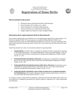 Registration of Home Births