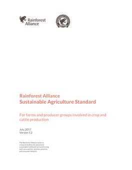 2017 Rainforest Alliance Sustainable Agriculture Standard