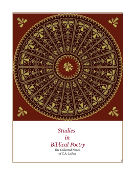 Studies in Biblical Poetry the Collected Notes of C.A