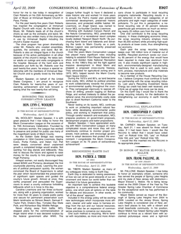 CONGRESSIONAL RECORD— Extensions of Remarks E927 HON. LYNN C. WOOLSEY HON. PATRICK J. TIBERI HON. CHRISTOPHER P. CARNEY HON. F