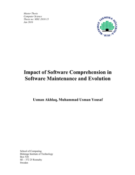 Impact of Software Comprehension in Software Maintenance and Evolution