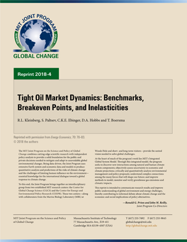 Tight Oil Market Dynamics: Benchmarks, Breakeven Points, and Inelasticities