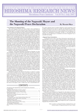 HIROSHIMA RESEARCH NEWS Hiroshima Peace Institute Vol.10 No.1 July 2007