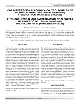 CARACTERIZACIÓN FISICOQUÍMICA DE OLEOGELES DE ACEITE DE AGUACATE (Persea Americana) Y SACHA INCHI (Plukenetia Volubilis) PHYS