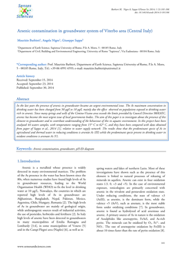 Arsenic Contamination in Groundwater System of Viterbo Area (Central Italy)