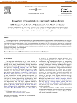 Perception of Visual Motion Coherence by Rats and Mice