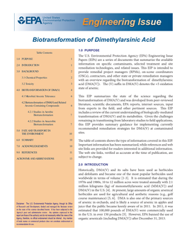 Engineering Issue -Biotransformation of Dimethylarsinic Acid