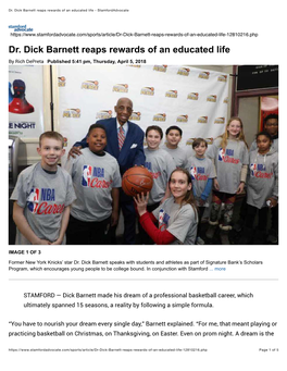 Dr. Dick Barnett Reaps Rewards of an Educated Life - Stamfordadvocate 4/23/18, 9:36 PM