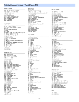 Fidelity Channel Lineup - West-Plains, MO