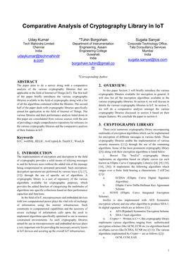 Comparative Analysis of Cryptography Library in Iot