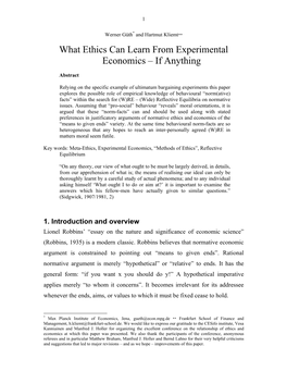 What Ethics Can Learn from Experimental Economics – If Anything