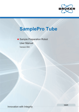 Samplepro Tube Sample Preparation Robot User Manual