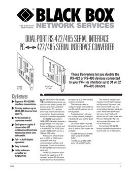 Dual-Port Rs-422/485 Serial Interface Pc↔422/485 Serial Interface Converter