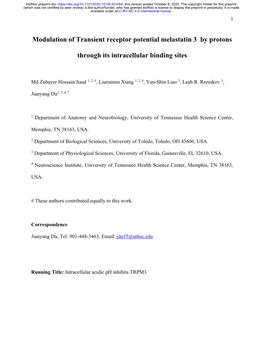 Modulation of Transient Receptor Potential Melastatin 3 by Protons