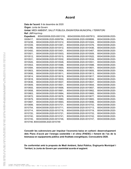 9 De Desembre De 2020 Data De L'acord: Junta De Govern Òrgan