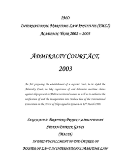 Admiralty Court Act, 2003