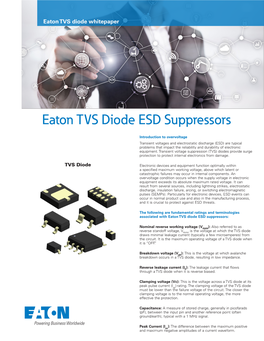 Eaton TVS Diode ESD Suppressors