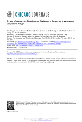 Insights Into the Evolution of Lungs and Swim Bladders Author(S): Christopher B