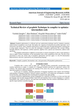 Technical Review of Peephole Technique in Compiler to Optimize Intermediate Code