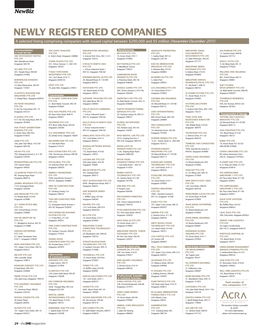 NEWLY REGISTERED COMPANIES a Selected Listing Comprising Companies with Issued Capital Between $200,000 and $5 Million (November-December 2017)