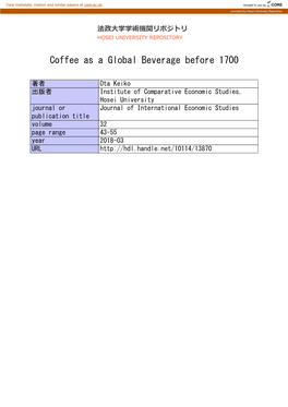 Coffee As a Global Beverage Before 1700