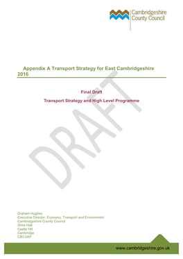 Draft Transport Strategy for East Cambridgeshire Consultation Report
