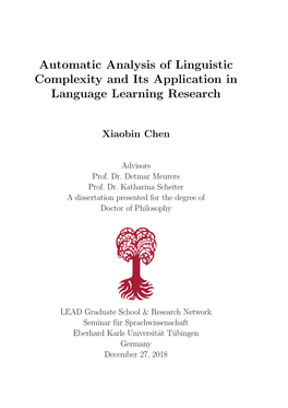 Automatic Analysis of Linguistic Complexity and Its Application in Language Learning Research