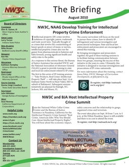 The Briefing August 2010 Board of Directors Chairman NW3C, NAAG Develop Training for Intellectual Glen B