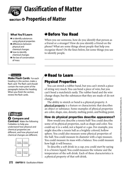 Classification of Matter Section ●2 Properties of Matter