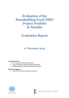 (PBF) Project Portfolio in Somalia Evaluation