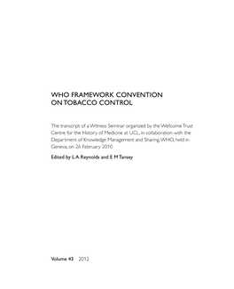 WHO Framework Convention on Tobacco Control