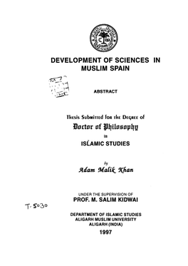 Development of Sciences in Muslim Spain T