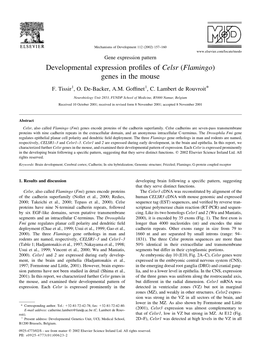 Developmental Expression Profiles of Celsr (Flamingo) Genes in the Mouse