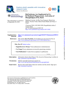 Phospholipase D by Rala R-Mediated Phagocytosis