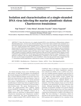 Isolation and Characterisation of a Single-Stranded DNA Virus Infecting the Marine Planktonic Diatom Chaetoceros Tenuissimus