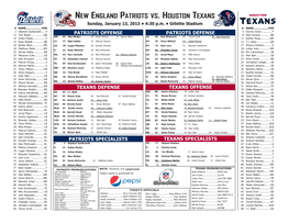 New England Patriots Vs . Houston Texans
