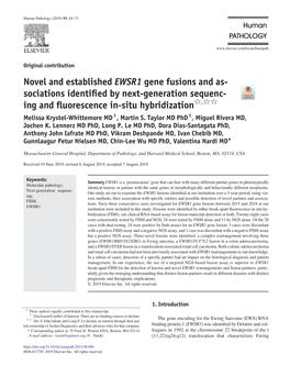 Novel and Established EWSR1 Gene Fusions and Associations Identified