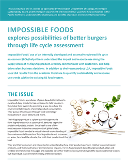 IMPOSSIBLE FOODS Explores Possibilities of Better Burgers Through Life Cycle Assessment