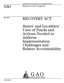 States and Localities Uses of Funds and Actions Needed to Address