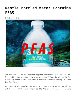 Nestle Bottled Water Contains PFAS