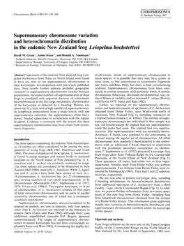 Supernumerary Chromosome Variation and Heterochromatin Distribution in the Endemic New Zealand Frog Leiopelma Hochstetteri