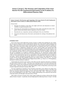 Science Concept 2: the Structure and Composition of the Lunar Interior Provide Fundamental Information on the Evolution of a Differentiated Planetary Body