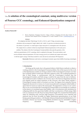 Of Penrose CCC Cosmology, and Enhanced Quantization Compared 2