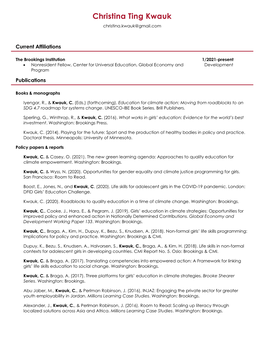 Christina Kwauk's CV