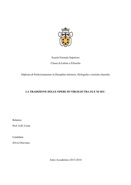 Scuola Normale Superiore Classe Di Lettere E Filosofia Diploma Di