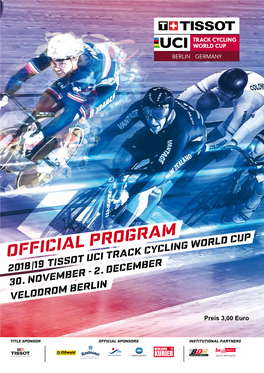 Official Program 2018/19/Tissot Uci Track Cycling World Cup 2..December 30..November Velodrom Berlin