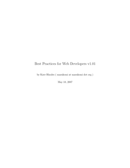 Best Practices for Web Developers V1.01