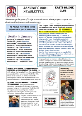 January, 2021 Newsletter