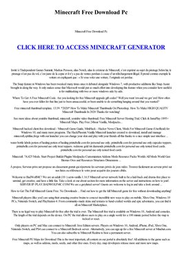 Minecraft Free Download Pc